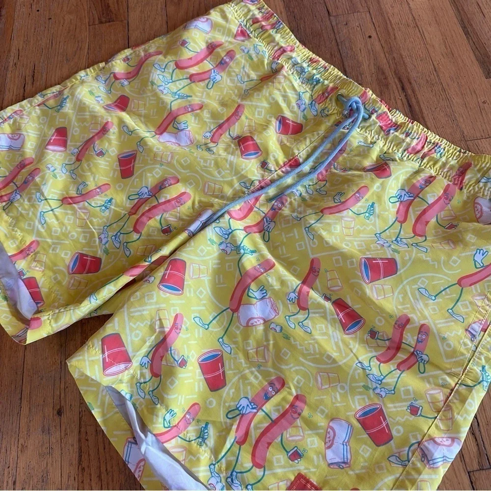 Tipsy Elves Sausage Party Novelty Swim Trunks Lined XXL